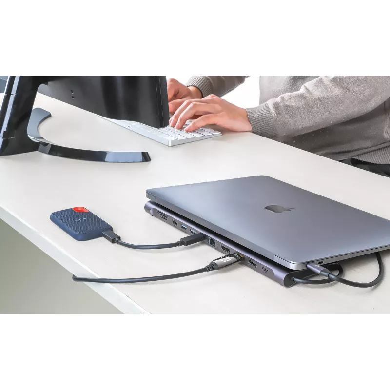 Dock/Hub Manhattan USB-C 10 portas 4K 60Hz Power Delivery