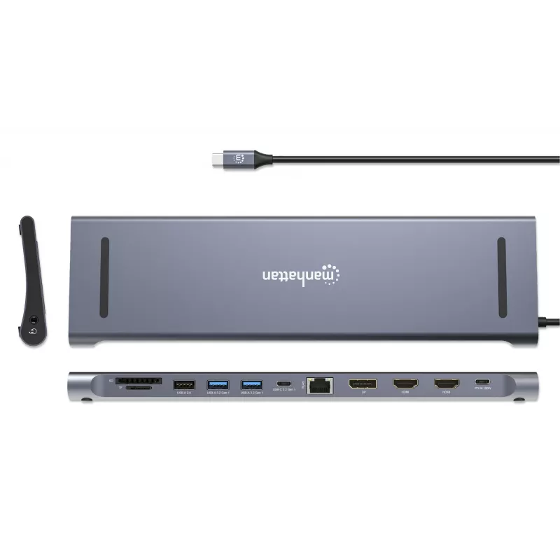 Dock/Hub Manhattan USB-C 10 portas 4K 60Hz Power Delivery