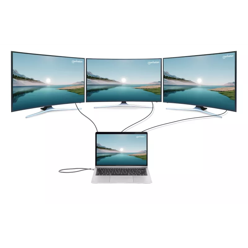 Dock/Hub Manhattan USB-C 10 portas 4K 60Hz Power Delivery