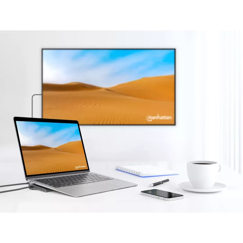 Dock/Hub Manhattan USB-C 10 portas 4K 60Hz Power Delivery