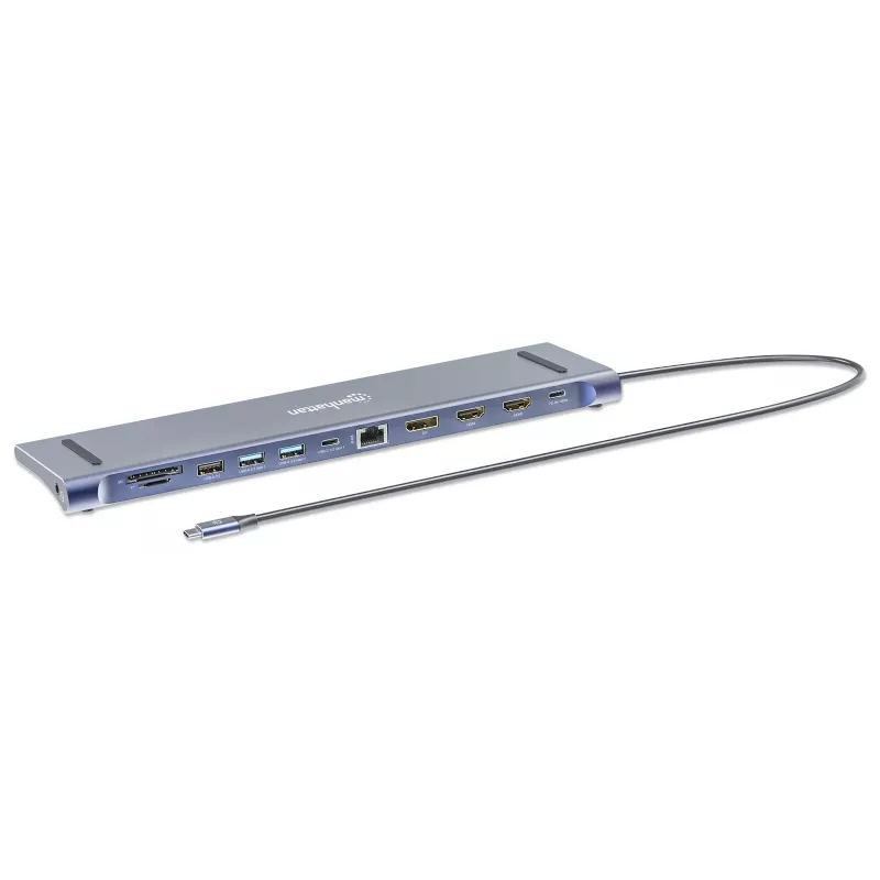 Dock/Hub Manhattan USB-C 10 portas 4K 60Hz Power Delivery