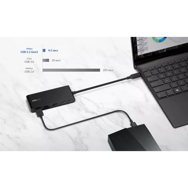 Dock ASUS Dual 4K USB-C DC201 com fios USB 3.2 Gen 2 (3.1 Gen 2) Type-C preto