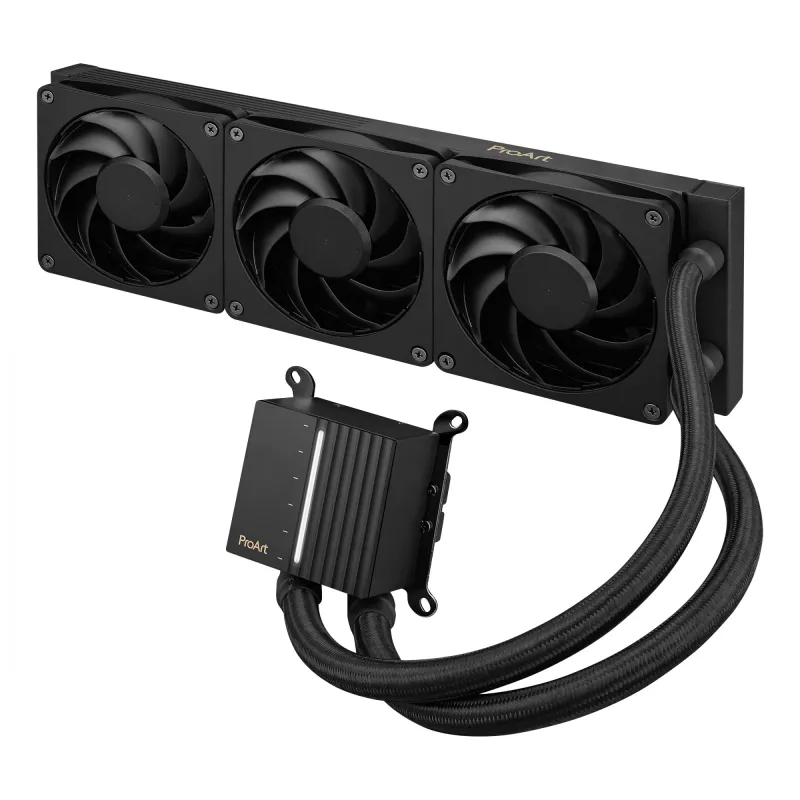 Kit de refrigeração líquida ASUS ProArt LC 360 preto — 3 ventoinhas de 120 mm 800–2200 rpm, radiador 360 mm, base de cobre, tubos de 40 cm