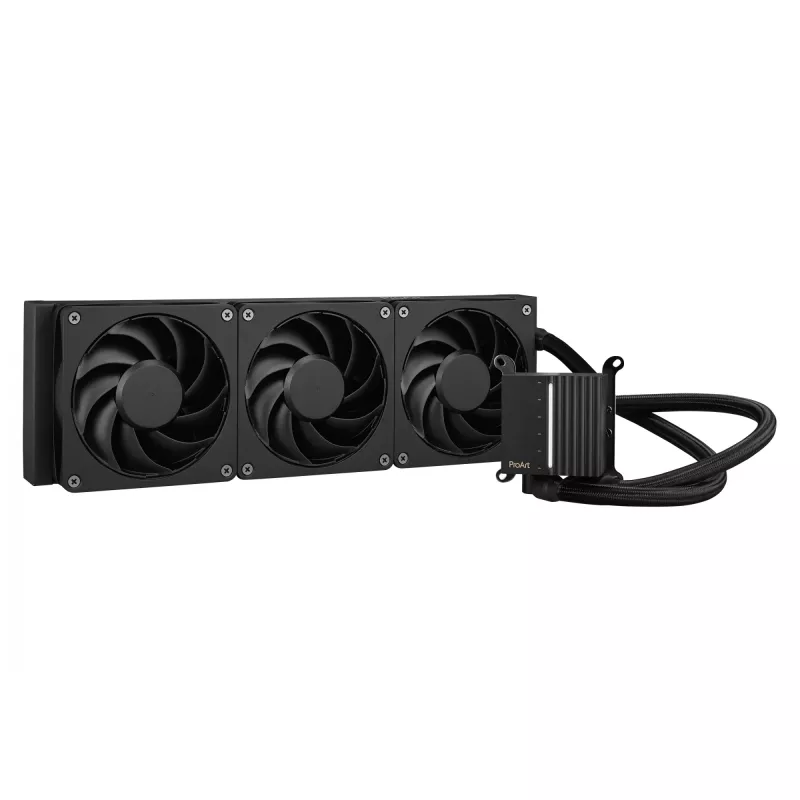 Kit de refrigeração líquida ASUS ProArt LC 360 preto — 3 ventoinhas de 120 mm 800–2200 rpm, radiador 360 mm, base de cobre, tubos de 40 cm