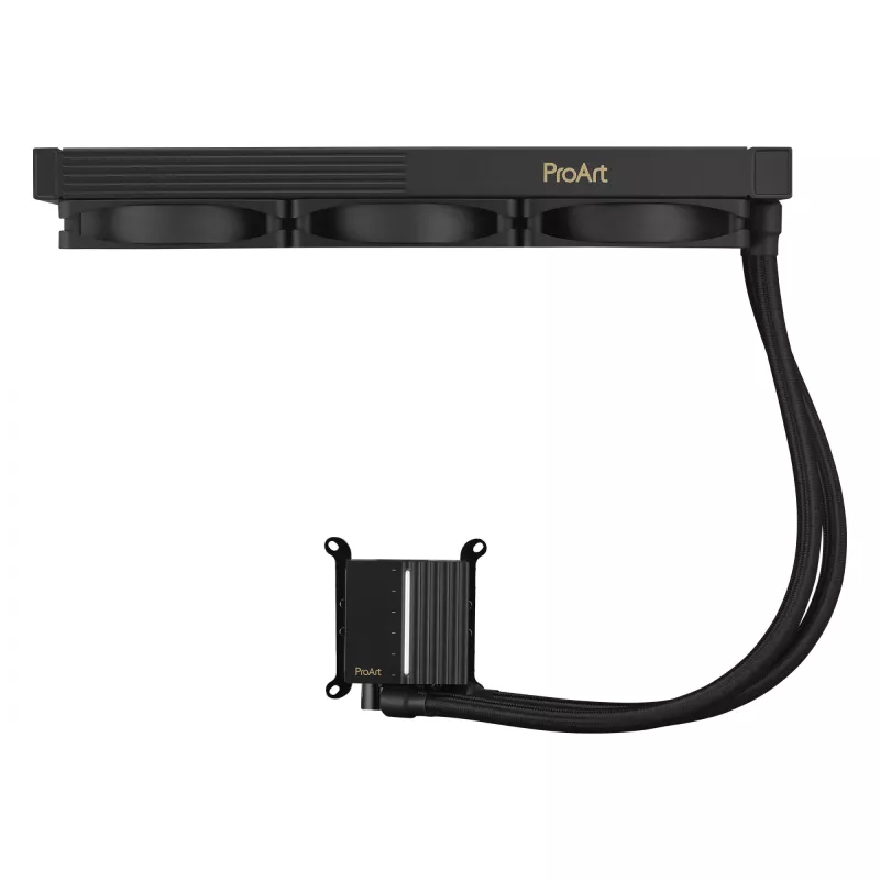 Kit de refrigeração líquida ASUS ProArt LC 360 preto — 3 ventoinhas de 120 mm 800–2200 rpm, radiador 360 mm, base de cobre, tubos de 40 cm