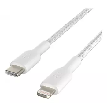 Cabo Lightning para USB-C BELKIN entrançado 1m branco