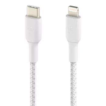 Cabo Lightning para USB-C BELKIN entrançado 1m branco