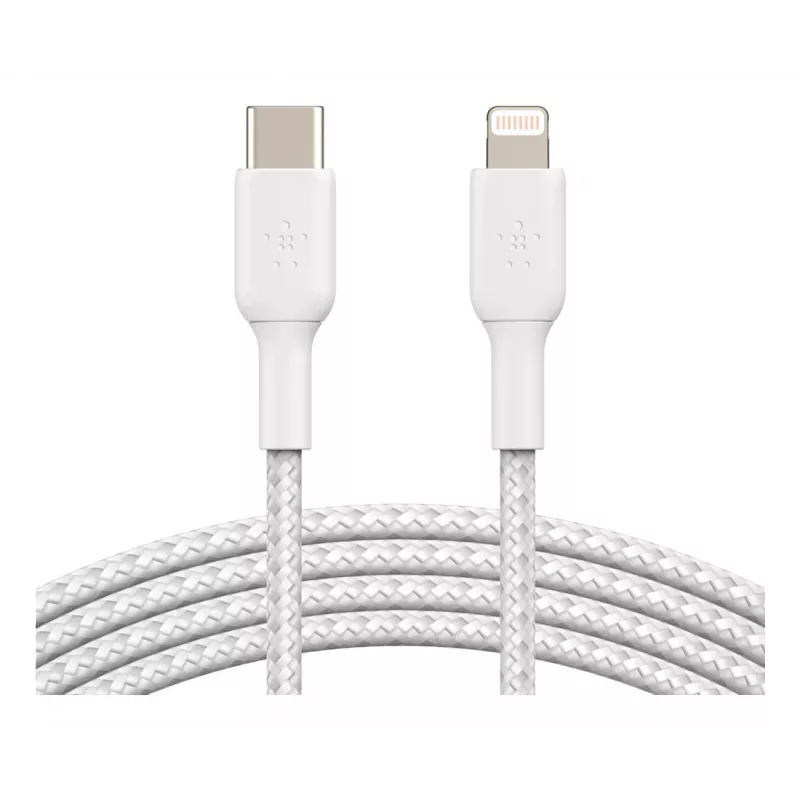 Cabo Lightning para USB-C BELKIN entrançado 1m branco