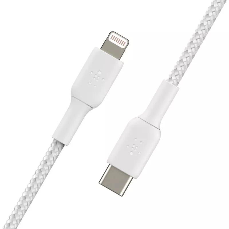 Cabo Lightning para USB-C BELKIN entrançado 1m branco