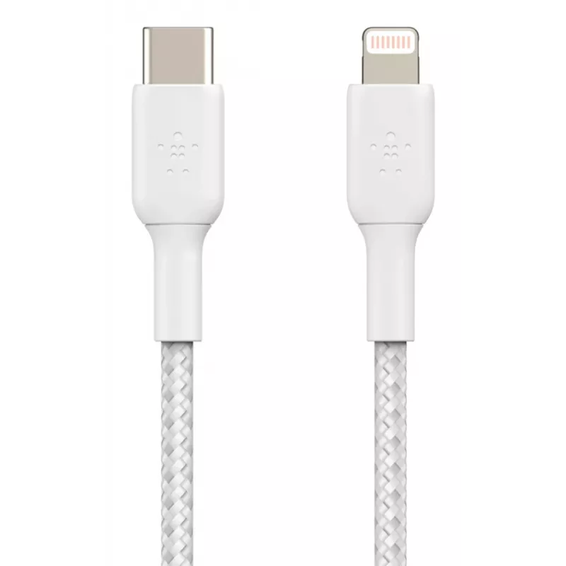 Cabo Lightning para USB-C BELKIN entrançado 1m branco