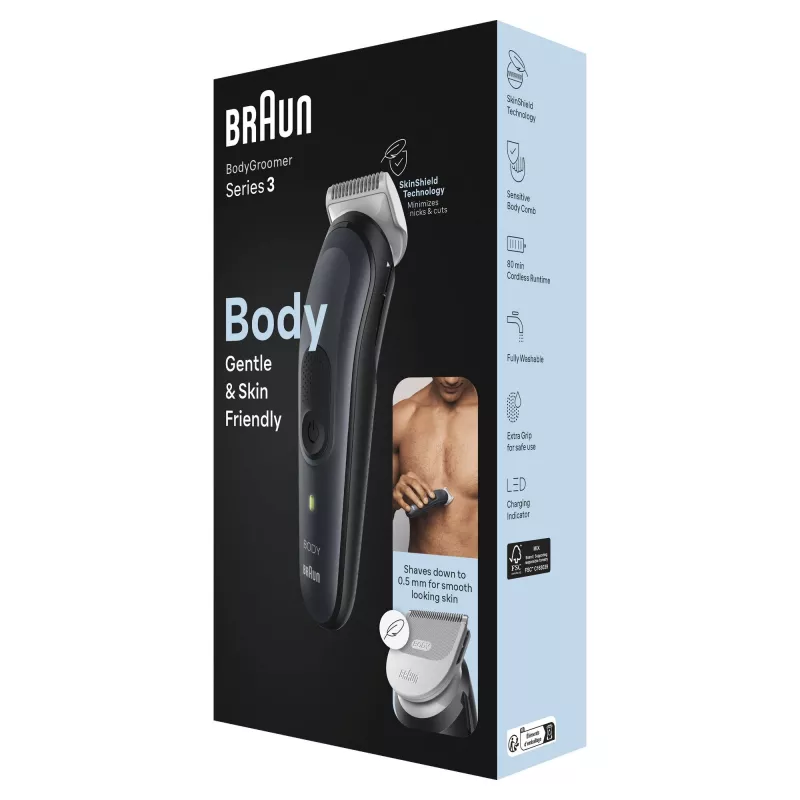 Aparador de barba Braun BodyGroomer 3 BG3340 preto, cinzento