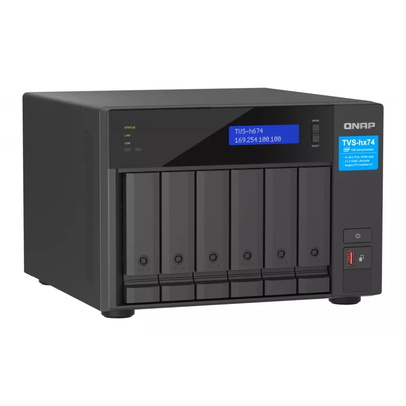 QNAP TVS-H674 NAS Torre Intel® Core™ i5 i5-12400 32 GB DDR4 0 TB QuTS hero Black