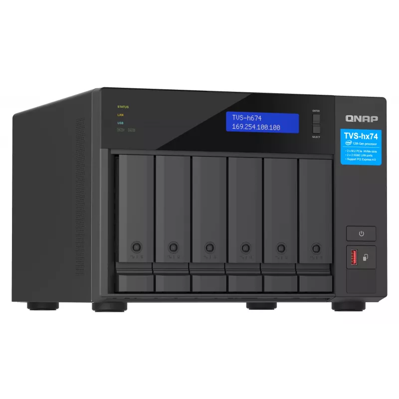 QNAP TVS-H674 NAS Torre Intel® Core™ i5 i5-12400 32 GB DDR4 0 TB QuTS hero Black