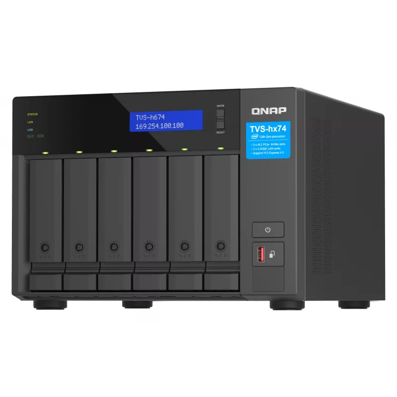 QNAP TVS-H674 NAS Torre Intel® Core™ i5 i5-12400 32 GB DDR4 0 TB QuTS hero Black