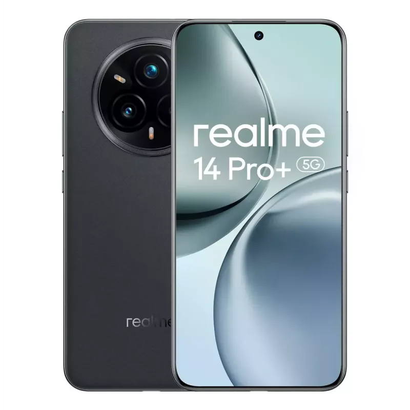 Smartphone REALME 14 Pro+ 5G 6,83 polegadas OLED 512 GB, 12 GB RAM, 6000 mAh, camurça cinzento