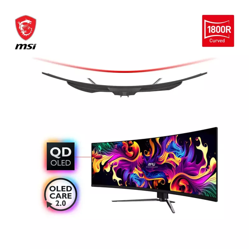 Monitor de computador MSI MPG 491CQPDE QD-OLED 124,5 cm (49 polegadas) 5120 x 1440 píxeis DQHD preto