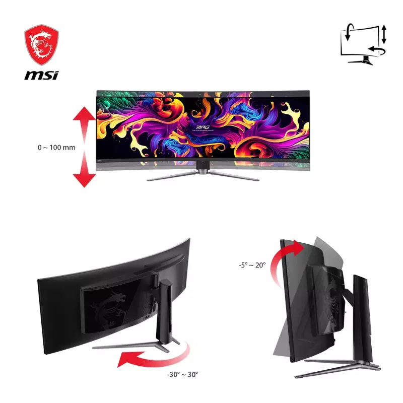 Monitor de computador MSI MPG 491CQPDE QD-OLED 124,5 cm (49 polegadas) 5120 x 1440 píxeis DQHD preto
