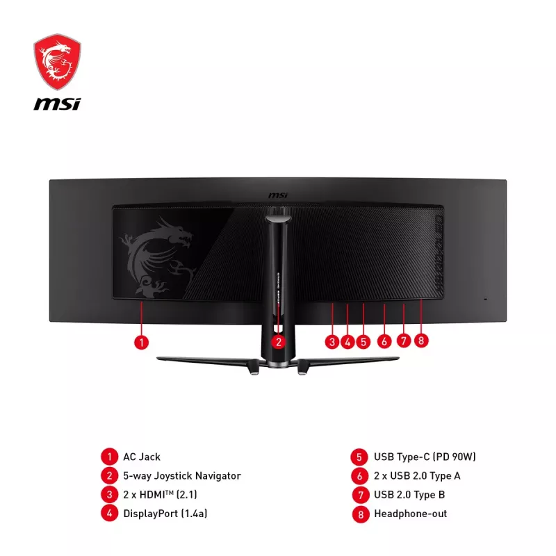Monitor de computador MSI MPG 491CQPDE QD-OLED 124,5 cm (49 polegadas) 5120 x 1440 píxeis DQHD preto