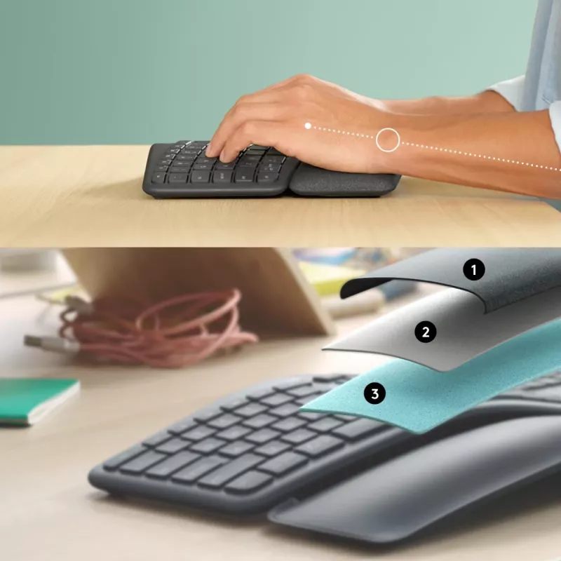 LOGITECH Ergo K860 - Teclado dividido sem fios grafite Qwerty US/Internacional