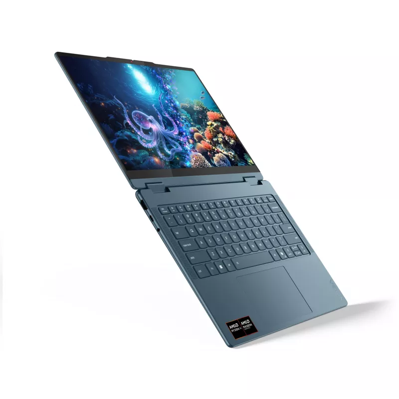Lenovo Yoga 7 2-in-1 14AKP10 Copilot+ PC AMD Ryzen™ AI 5 340 Híbrido (2-in-1) 35,6 cm (14 polegadas) Ecrã tátil WUXGA 16 GB LPDDR5x-SDRAM 512 GB SSD Wi-Fi 7 (802.11be) Windows 11 Home Alemão Teal