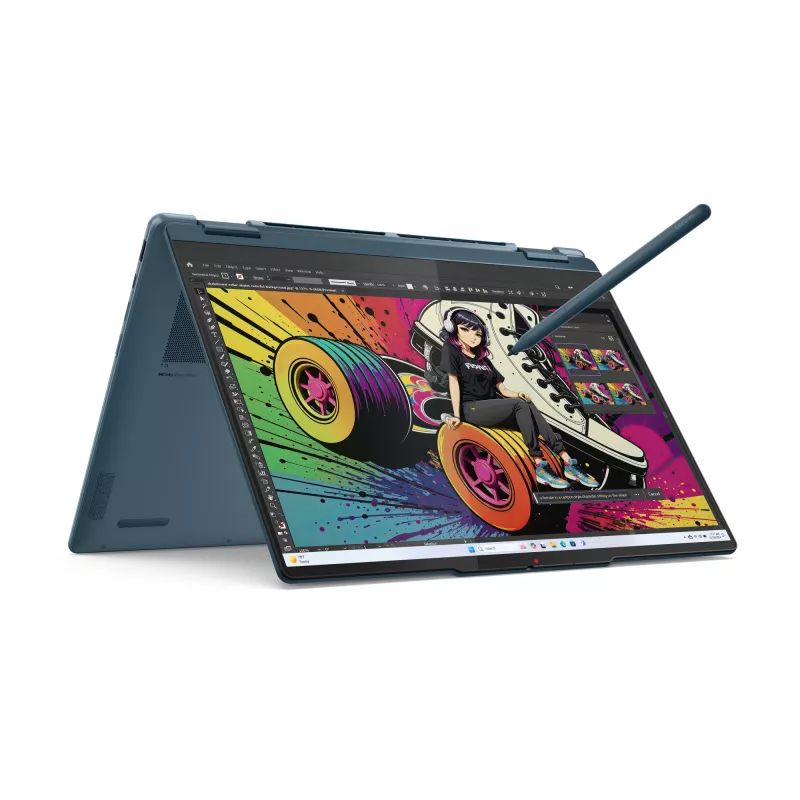Lenovo Yoga 7 2-in-1 14AKP10 Copilot+ PC AMD Ryzen™ AI 5 340 Híbrido (2-in-1) 35,6 cm (14 polegadas) Ecrã tátil WUXGA 16 GB LPDDR5x-SDRAM 512 GB SSD Wi-Fi 7 (802.11be) Windows 11 Home Alemão Teal