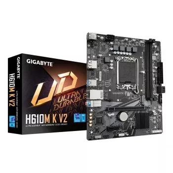 Placa-mãe GIGABYTE H610M K V2 - CPUs Intel Core 14.ª geração, até 5600MHz DDR5, 1xPCIe 3.0 M.2, 1GbE LAN, USB 3.2 Gen 1