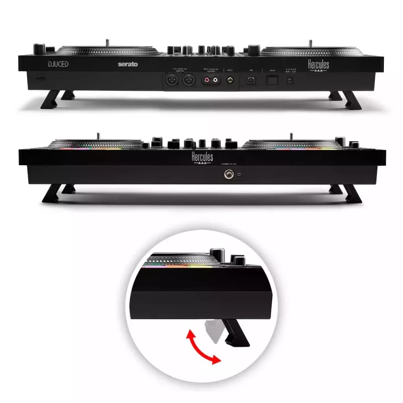 Controlador DJ Hercules INPULSE T7 Preto – Auscultadores 3,5 mm/6,35 mm, cabo USB, 652×350×90 mm