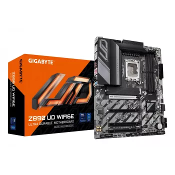 Placa-mãe GIGABYTE Z890 UD WIFI6E - Compatível com CPUs Intel Core Ultra (Série 2), VRM 12+1+2 fases, até 8800 MHz DDR5 (OC), 1xPCIe 5.0 + 2xPCIe 4.0, Wi-Fi 6E, 2,5 GbE LAN, USB 4