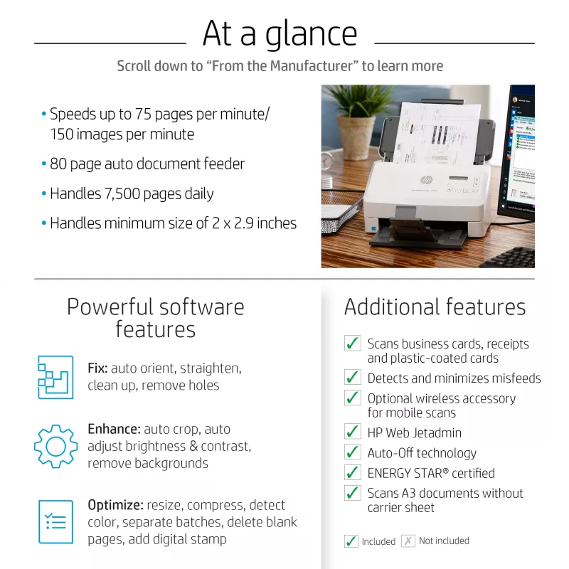 Scanner de alimentação HP Scanjet Enterprise Flow 7000 s3 600 x 600 DPI A4 Branco