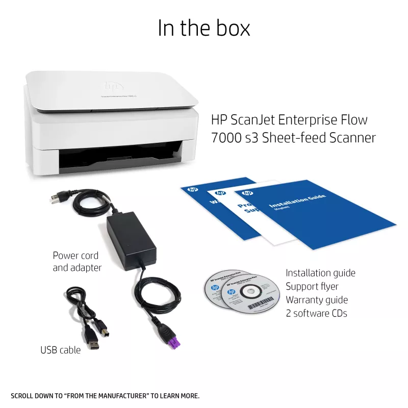 Scanner de alimentação HP Scanjet Enterprise Flow 7000 s3 600 x 600 DPI A4 Branco