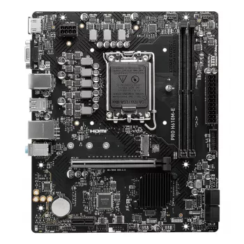 Placa-mãe MSI PRO H610M-E — Intel H610, LGA 1700, micro ATX, DDR5, 2x DIMM, máx. 96 GB, 2.5Gb LAN, HDMI, 4x SATA III