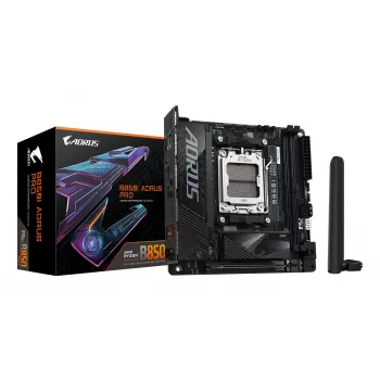 Placa-mãe GIGABYTE B850I AORUS PRO - CPUs AMD Ryzen 9000 Series, VRM digital 8+2+1 fases, até 8400MHz DDR5 (OC), 1xPCIe 5.0 + 1xPCIe 4.0 M.2, 2.5LAN, WIFI 7, USB 3.2 Gen 2