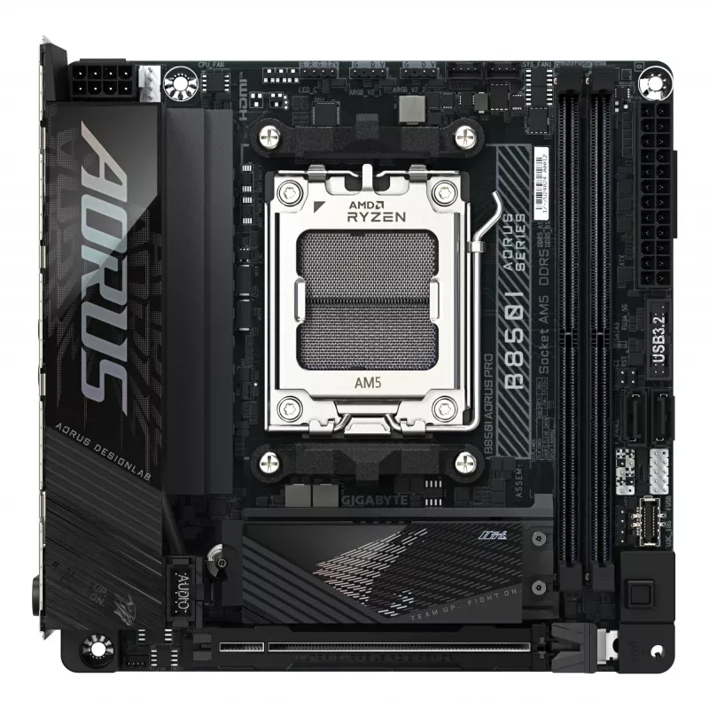 Placa-mãe GIGABYTE B850I AORUS PRO - CPUs AMD Ryzen 9000 Series, VRM digital 8+2+1 fases, até 8400MHz DDR5 (OC), 1xPCIe 5.0 + 1xPCIe 4.0 M.2, 2.5LAN, WIFI 7, USB 3.2 Gen 2