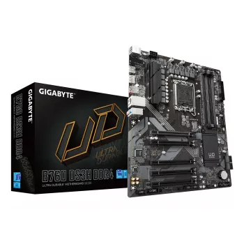 Placa-mãe GIGABYTE B760 DS3H DDR4 - suporta CPUs Intel Core 14ª geração, VRM digital 18+2+1 fases, até 5333 MHz DDR4 (OC), 2x PCIe 4.0 M.2, GbE LAN, USB 3.2 Gen 2