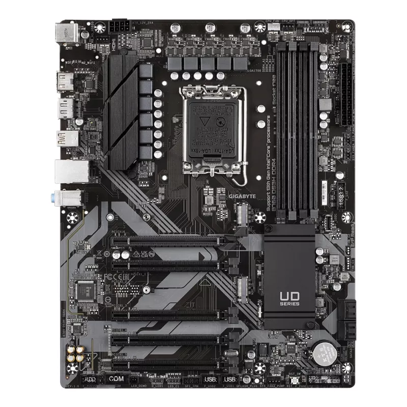 Placa-mãe GIGABYTE B760 DS3H DDR4 - suporta CPUs Intel Core 14ª geração, VRM digital 18+2+1 fases, até 5333 MHz DDR4 (OC), 2x PCIe 4.0 M.2, GbE LAN, USB 3.2 Gen 2