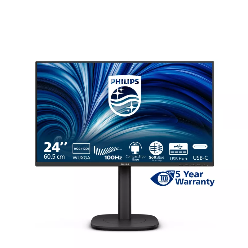 Monitor de computador Philips 3000 series 24B2N3200D/00 61,2 cm (24,1 polegadas) 1920 x 1200 píxeis WUXGA LCD preto