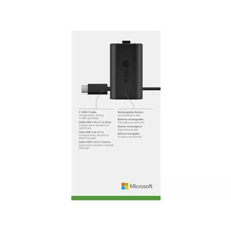 Microsoft Xbox Play & Charge Kit (SXW-00002) bateria recarregável com cabo USB-C, preto
