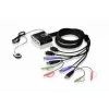 ATEN comutador KVM USB HDMI de 2 portas com áudio, 1920 x 1200 píxeis, WUXGA, 0,72 W, preto