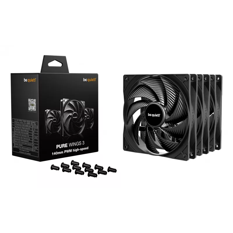 be quiet! Pure Wings 3 140mm | PWM high-speed Triple Pack ventoinha para caixa de computador 14 cm preto 3 peças
