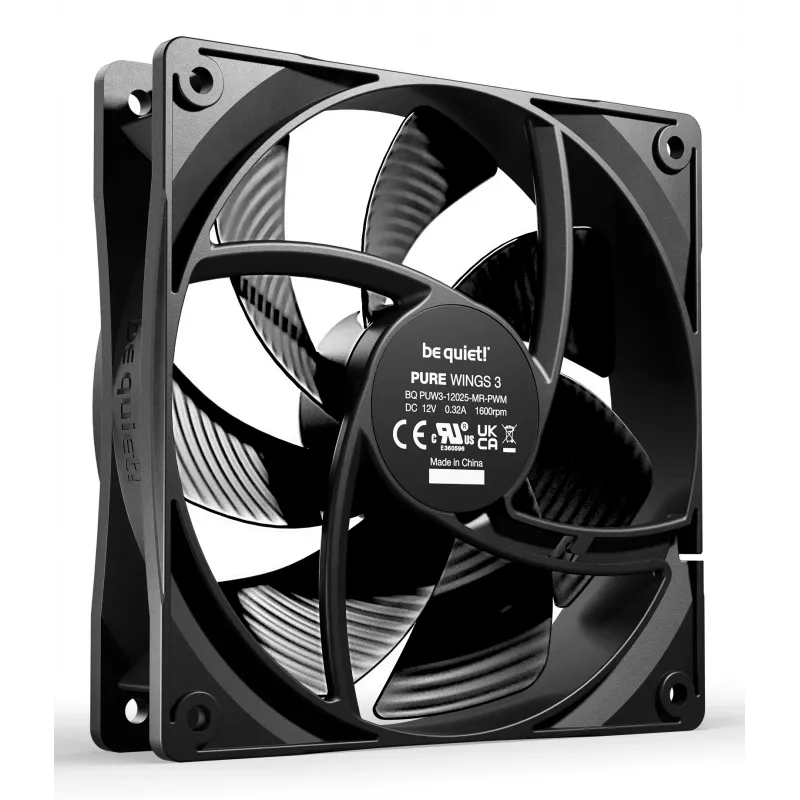 Ventoinha para caixa de computador be quiet! Pure Wings 3 120 mm PWM 1600 RPM 84,8 m³/h 1,45 mmH2O rolamento Gewehr preto pack de 3