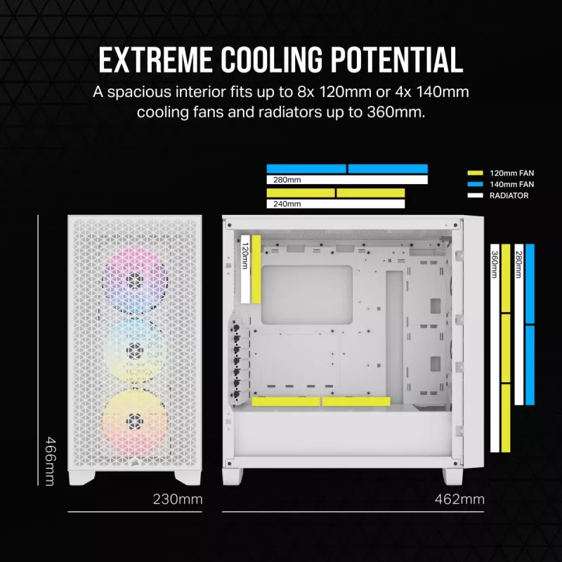 Caixa de PC Mid-Tower CORSAIR - 3000d RGB Airflow - branco