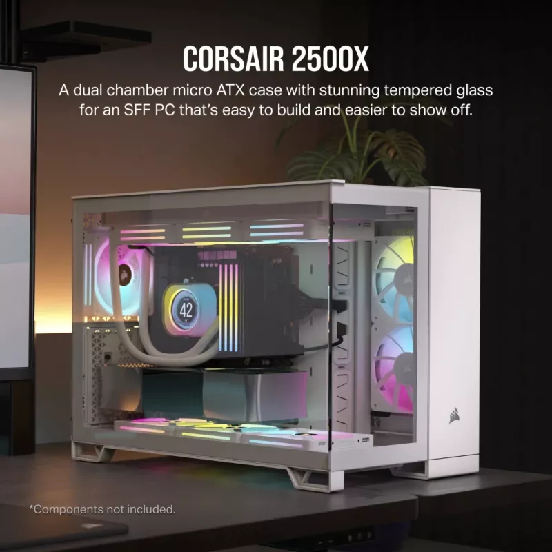 CORSAIR Caixa de PC – 2500X Mid-Tower Dual Chamber – branco