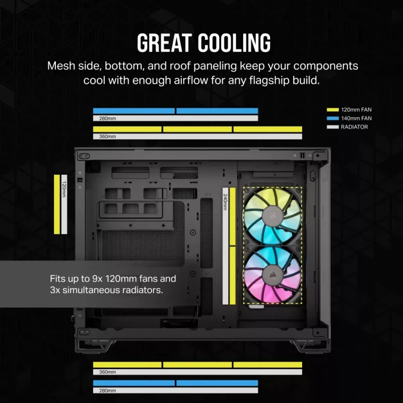 CORSAIR Caixa de PC - Icue Link 2500x RGB Micro ATX Dual Chamber preto