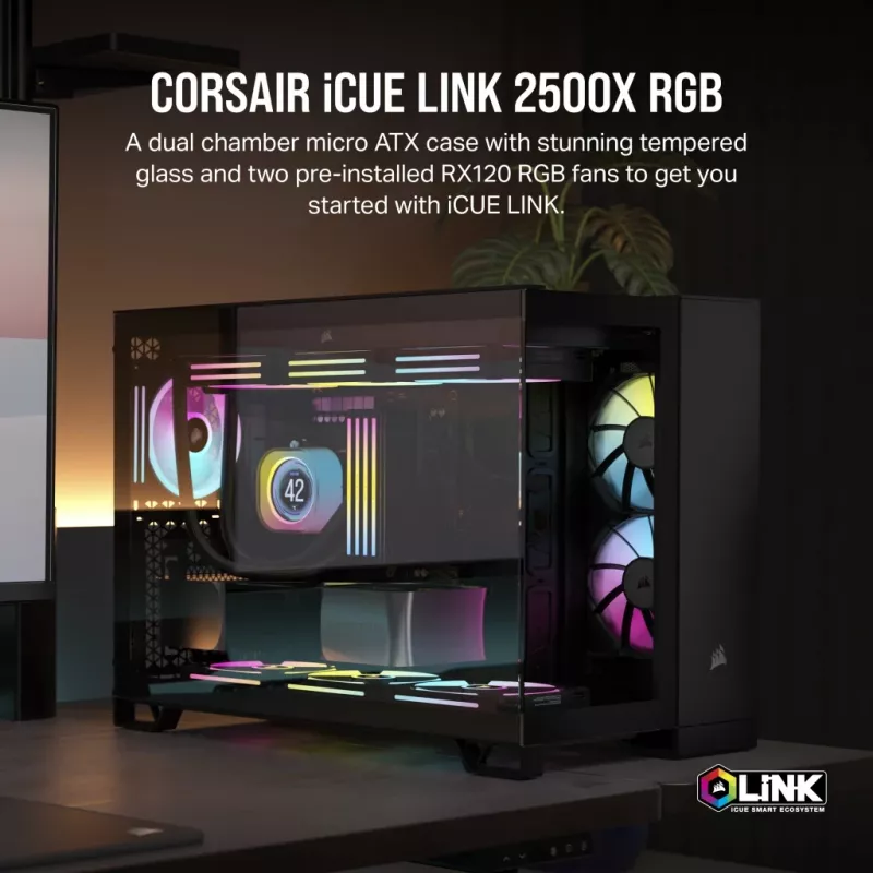 CORSAIR Caixa de PC - Icue Link 2500x RGB Micro ATX Dual Chamber preto