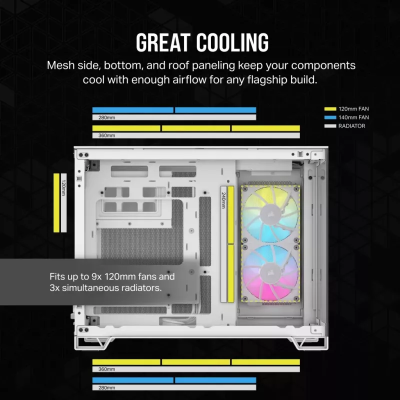 CORSAIR Caixa de PC – iCUE LINK 2500X RGB Micro-ATX Dual-Chamber branco