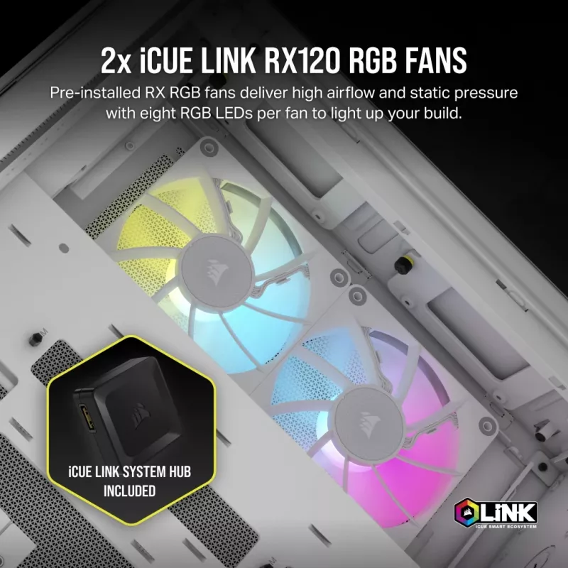 CORSAIR Caixa de PC – iCUE LINK 2500X RGB Micro-ATX Dual-Chamber branco