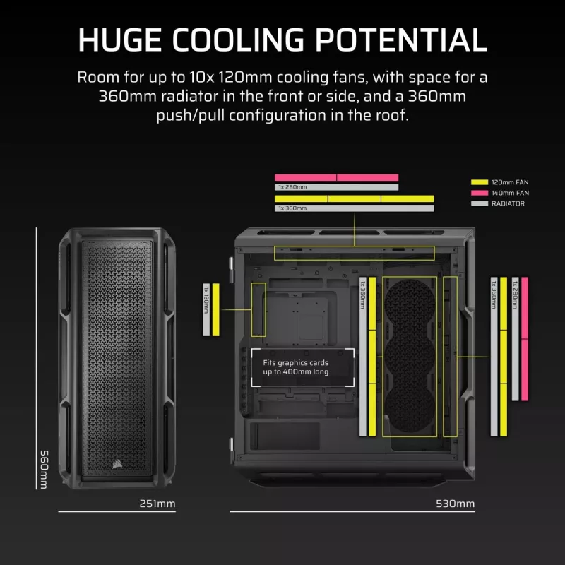 Caixa de PC CORSAIR - 5000T Mid-Tower High-Performance