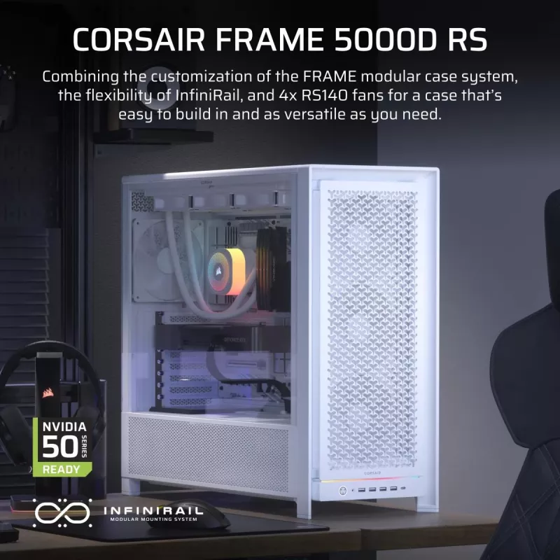Caixa de PC CORSAIR - Frame 5000D RS High-Airflow Mid-Tower - branco
