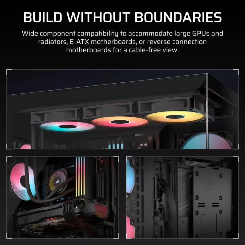 Caixa de PC Midi-Tower CORSAIR 3500X RS-R ARGB — preto, vidro temperado, suporta ATX/EATX/Micro-ITX, 3 ventoinhas frontais de 120 mm