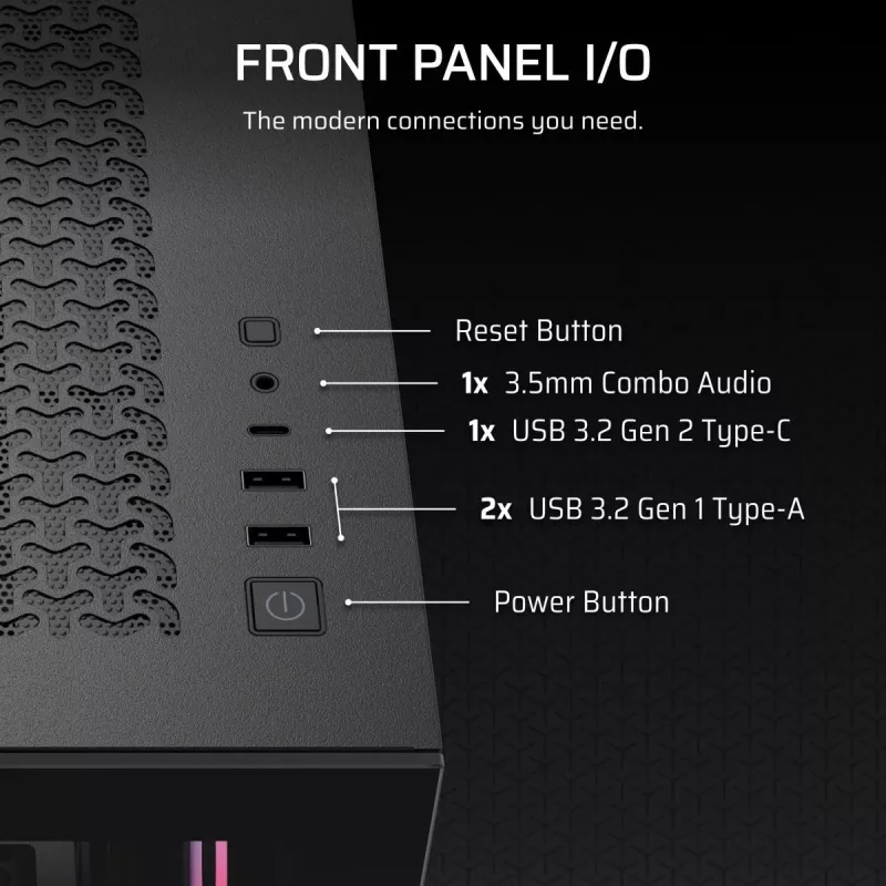 Caixa de PC Midi-Tower CORSAIR 3500X RS-R ARGB — preto, vidro temperado, suporta ATX/EATX/Micro-ITX, 3 ventoinhas frontais de 120 mm